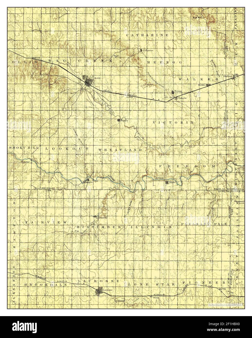 Hays, Kansas, map 1896, 1:125000, United States of America by Timeless 