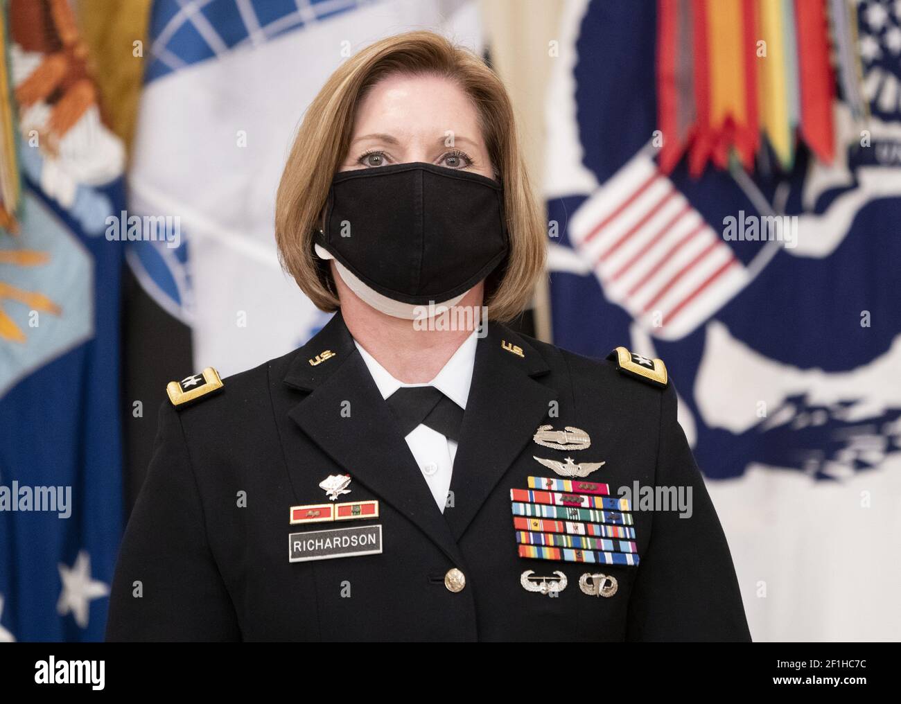 Washington, United States. 08th Mar, 2021. President Joe Biden's Combatant Commander nominee Army Lt. Gen. Laura Richardson attends her nomination event in the East Room at the White House in Washington, DC on Monday, March 8, 2021. Richardson has been nominated to lead military activities in Latin America at Southern Command. Photo by Kevin Dietsch/UPI Credit: UPI/Alamy Live News Stock Photo