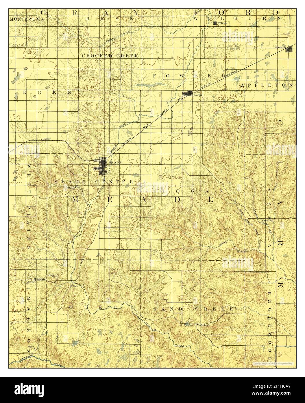 Meade, Kansas, map 1892, 1125000, United States of America by Timeless