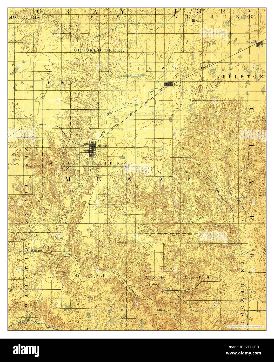 Meade, Kansas, map 1892, 1125000, United States of America by Timeless