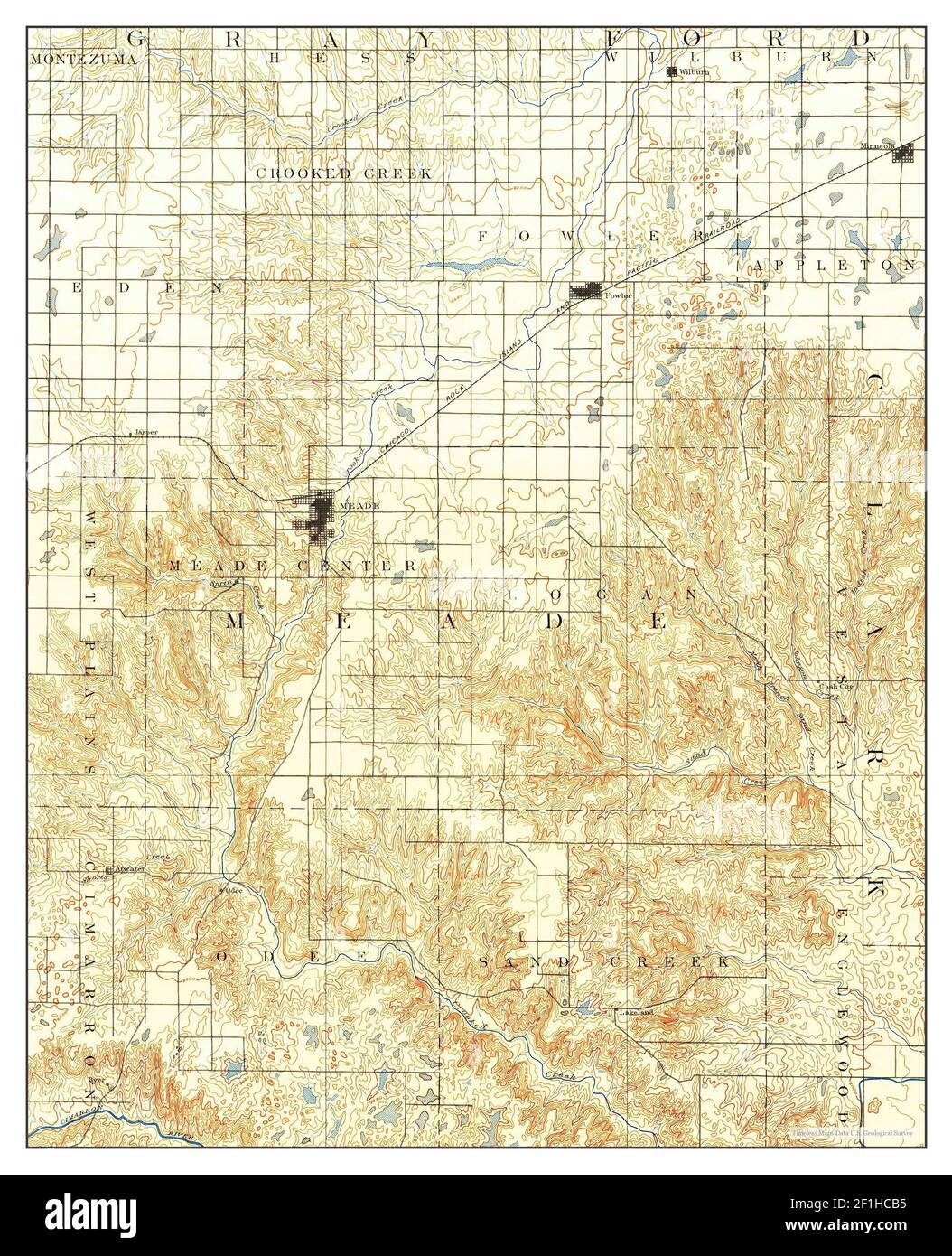 Meade, Kansas, map 1892, 1125000, United States of America by Timeless
