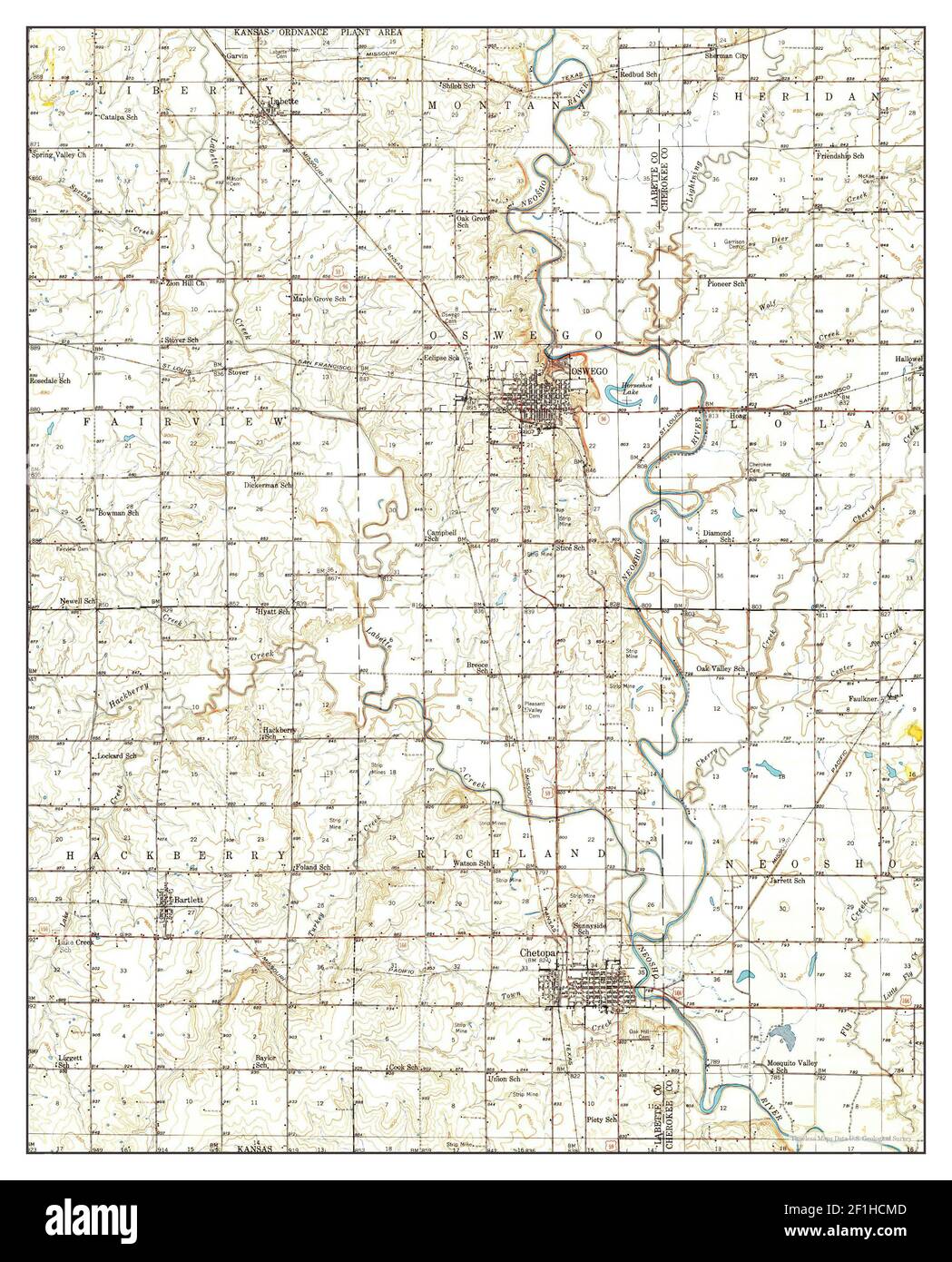 Oswego, Kansas, map 1948, 162500, United States of America by Timeless