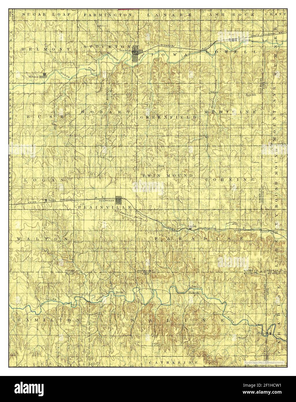 Plainville, Kansas, map 1896, 1:125000, United States of America by Timeless Maps, data U.S. Geological Survey Stock Photo