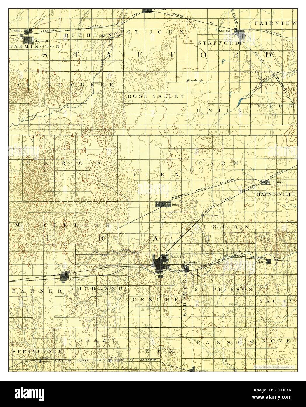 Pratt, Kansas, map 1894, 1:125000, United States of America by Timeless Maps, data U.S. Geological Survey Stock Photo