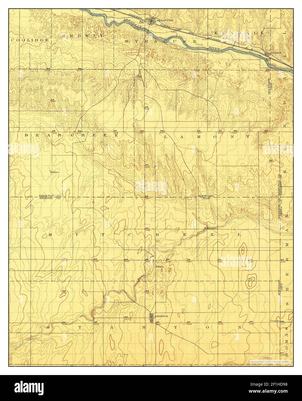 Syracuse, Kansas, map 1900, 1125000, United States of America by