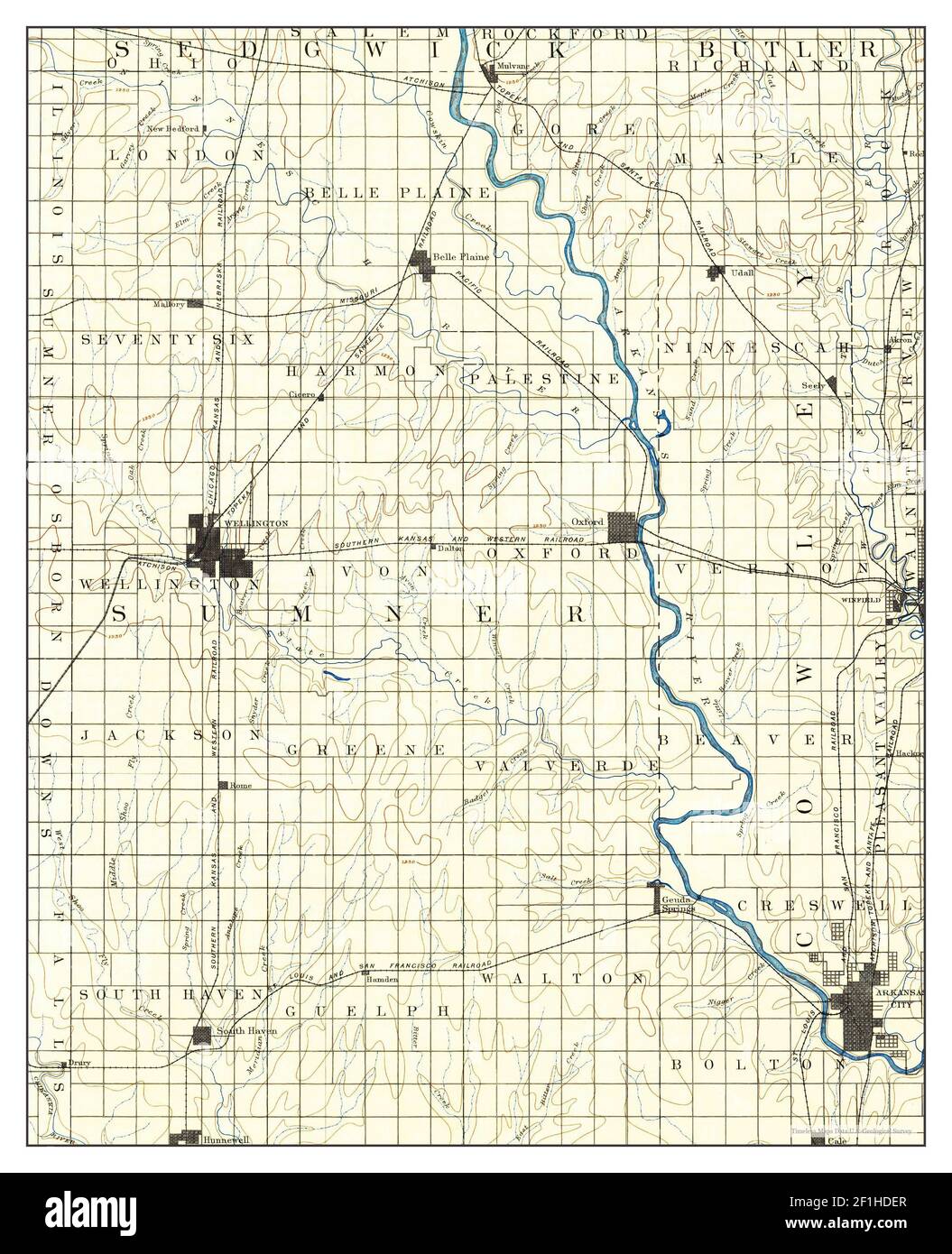 Wellington, Kansas, map 1890, 1125000, United States of America by