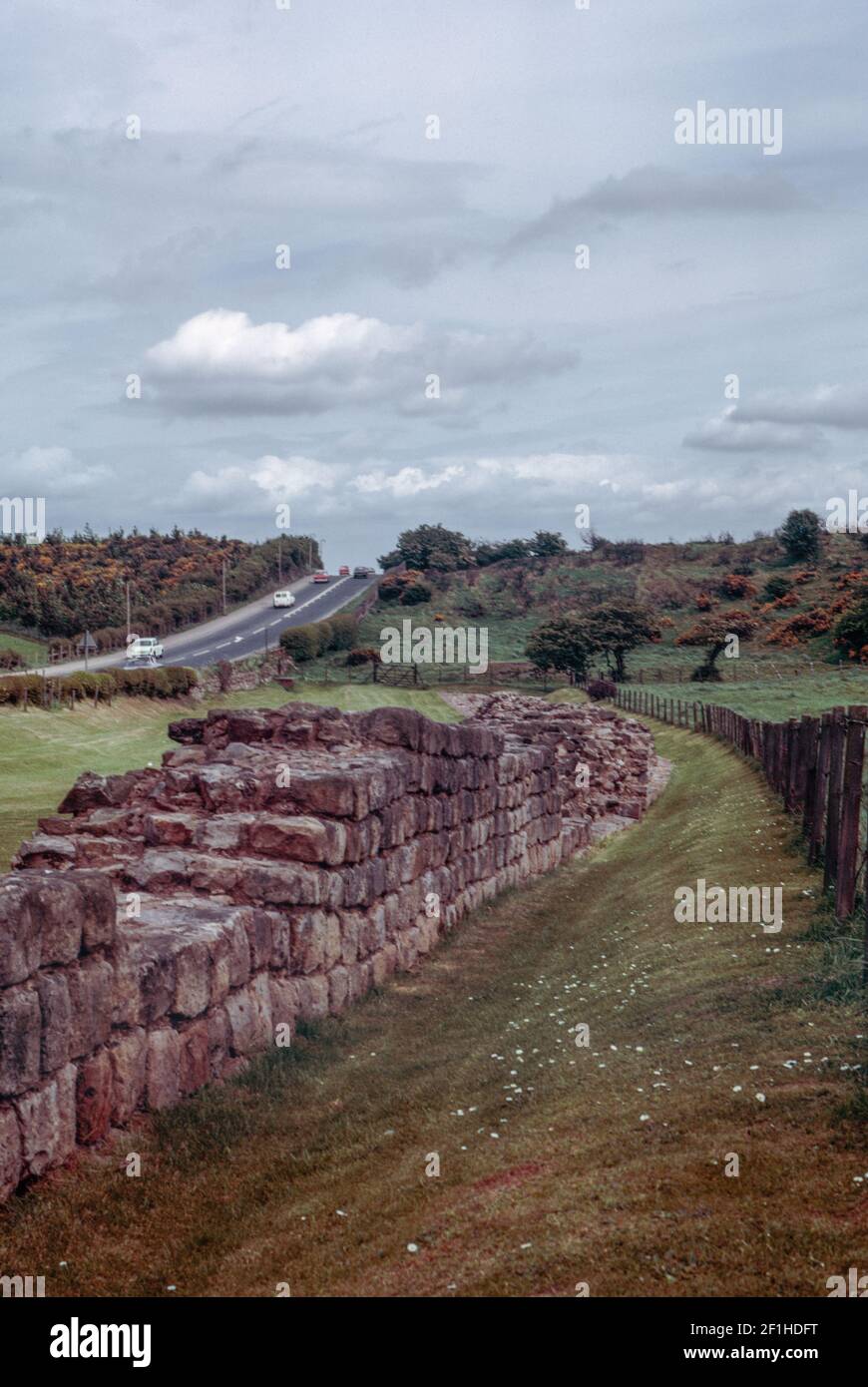 Remains of a Roman defensive fortification known as Hadrian’s Wall ...