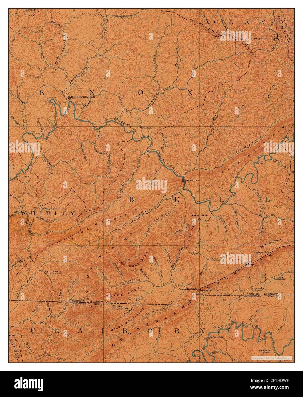 Cumberland Gap, Kentucky, map 1891, 1125000, United States of America by Timeless Maps, data U