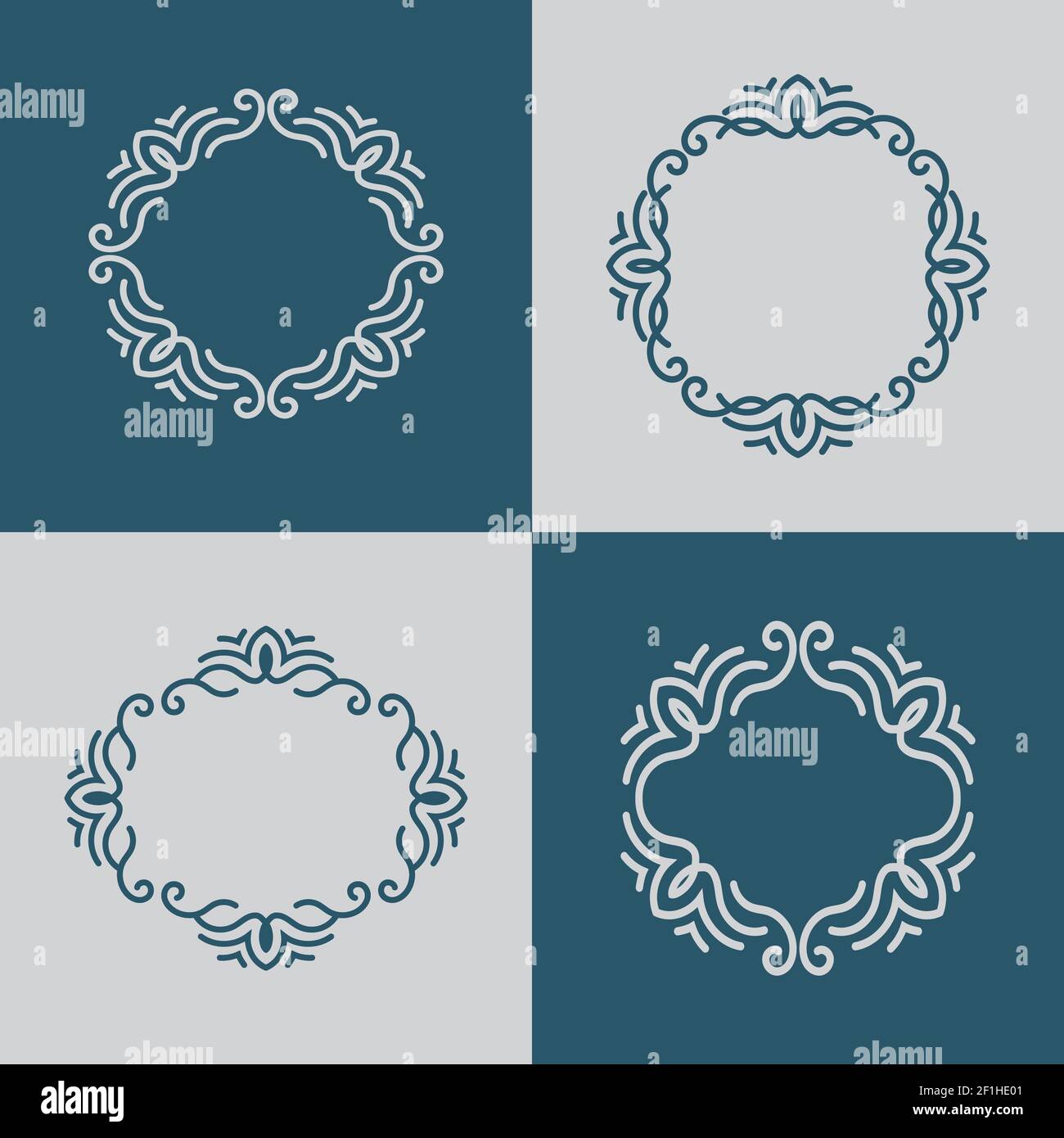 Elegant Circular Mandala Frame set dark and bright background Stock Vector