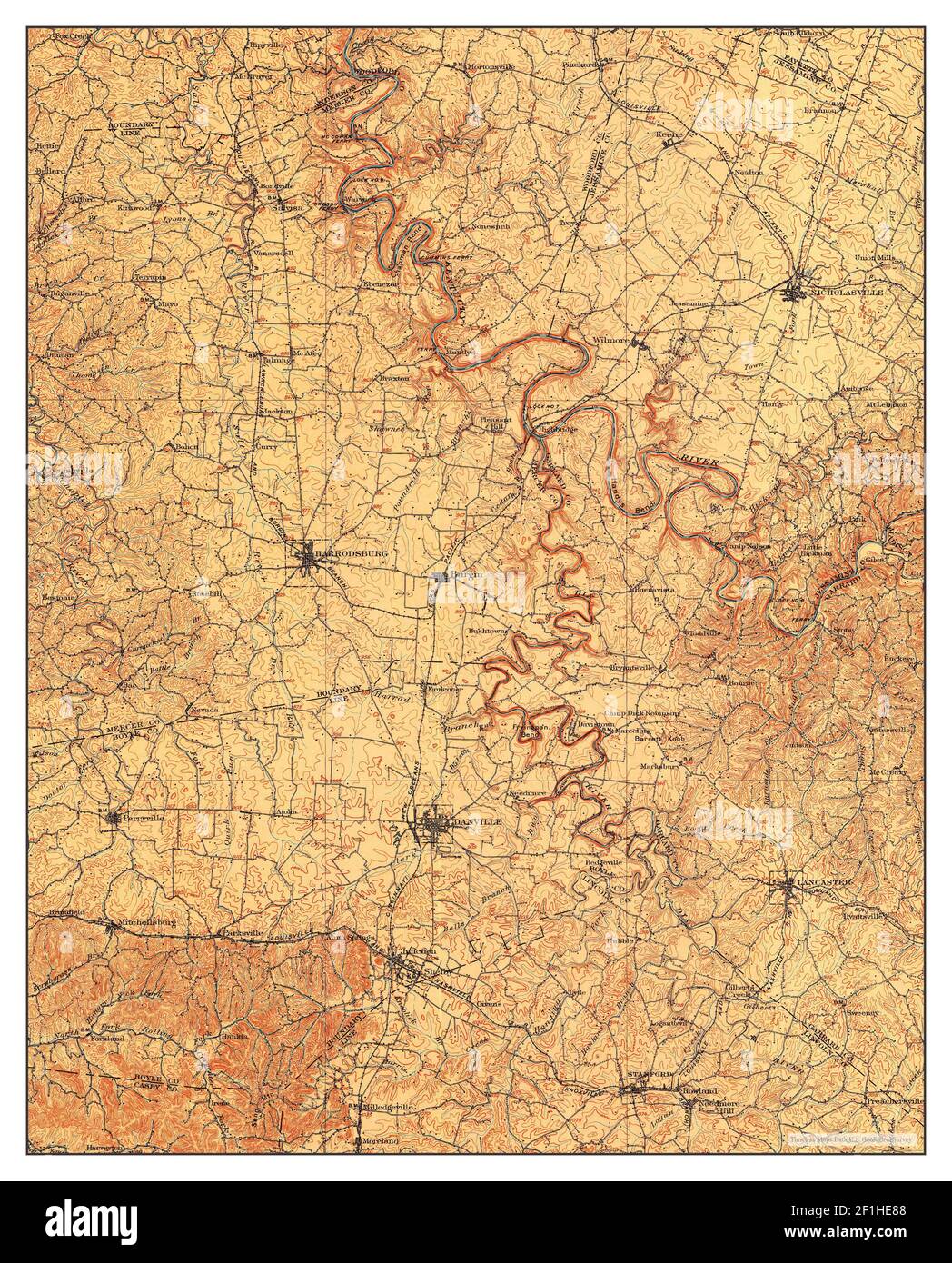 Harrodsburg, Kentucky, map 1905, 1125000, United States of America by