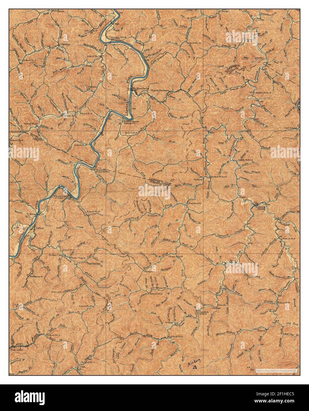 Inez, Kentucky, map 1916, 1:62500, United States of America by Timeless Maps, data U.S. Geological Survey Stock Photo