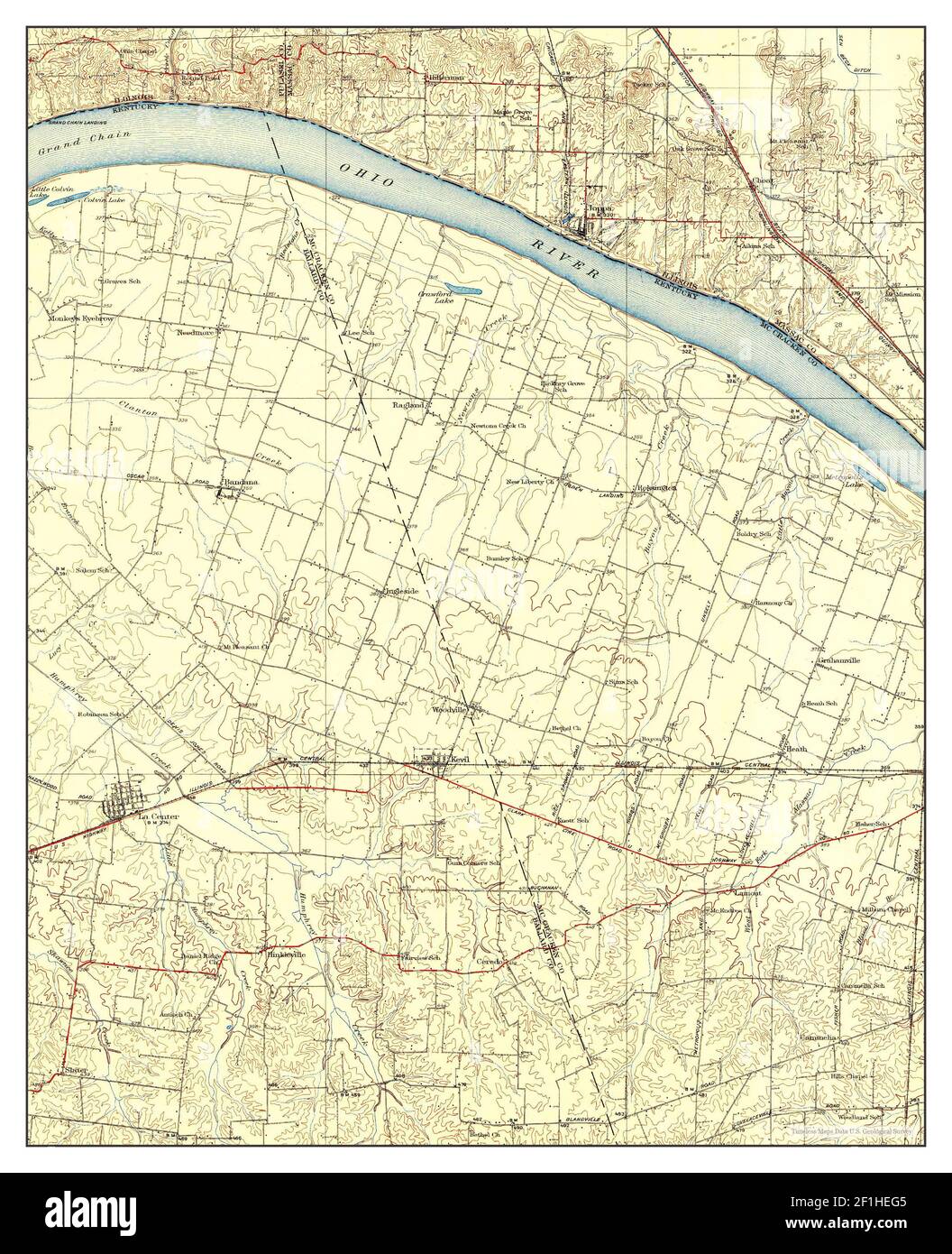 La Center, Kentucky, map 1932, 162500, United States of America by