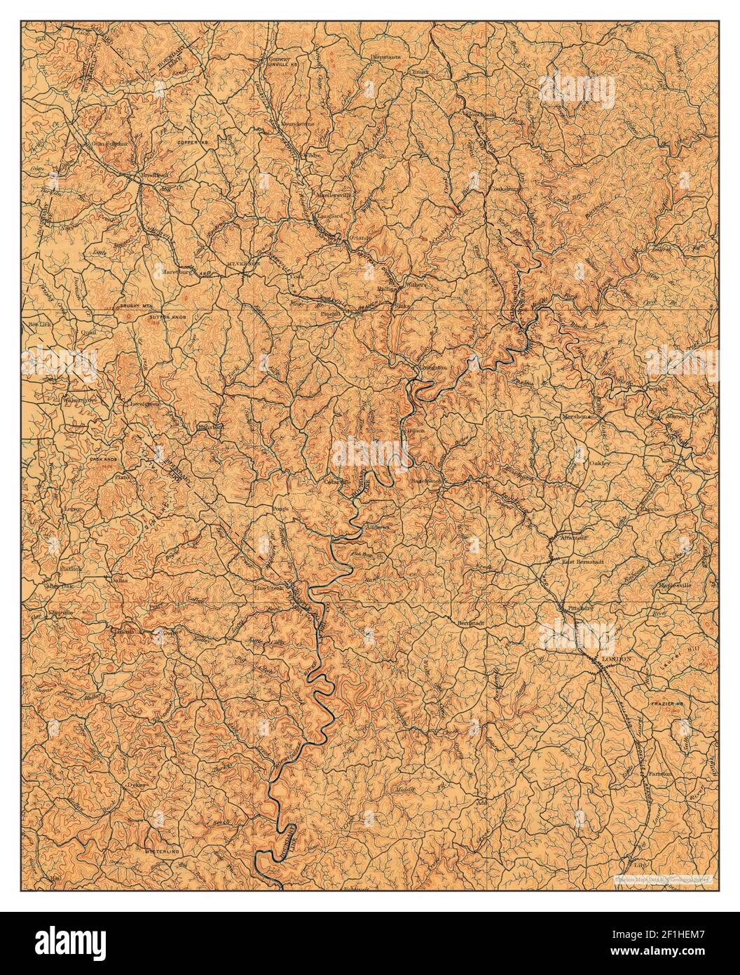 London, Kentucky, map 1897, 1:125000, United States of America by Timeless Maps, data U.S. Geological Survey Stock Photo