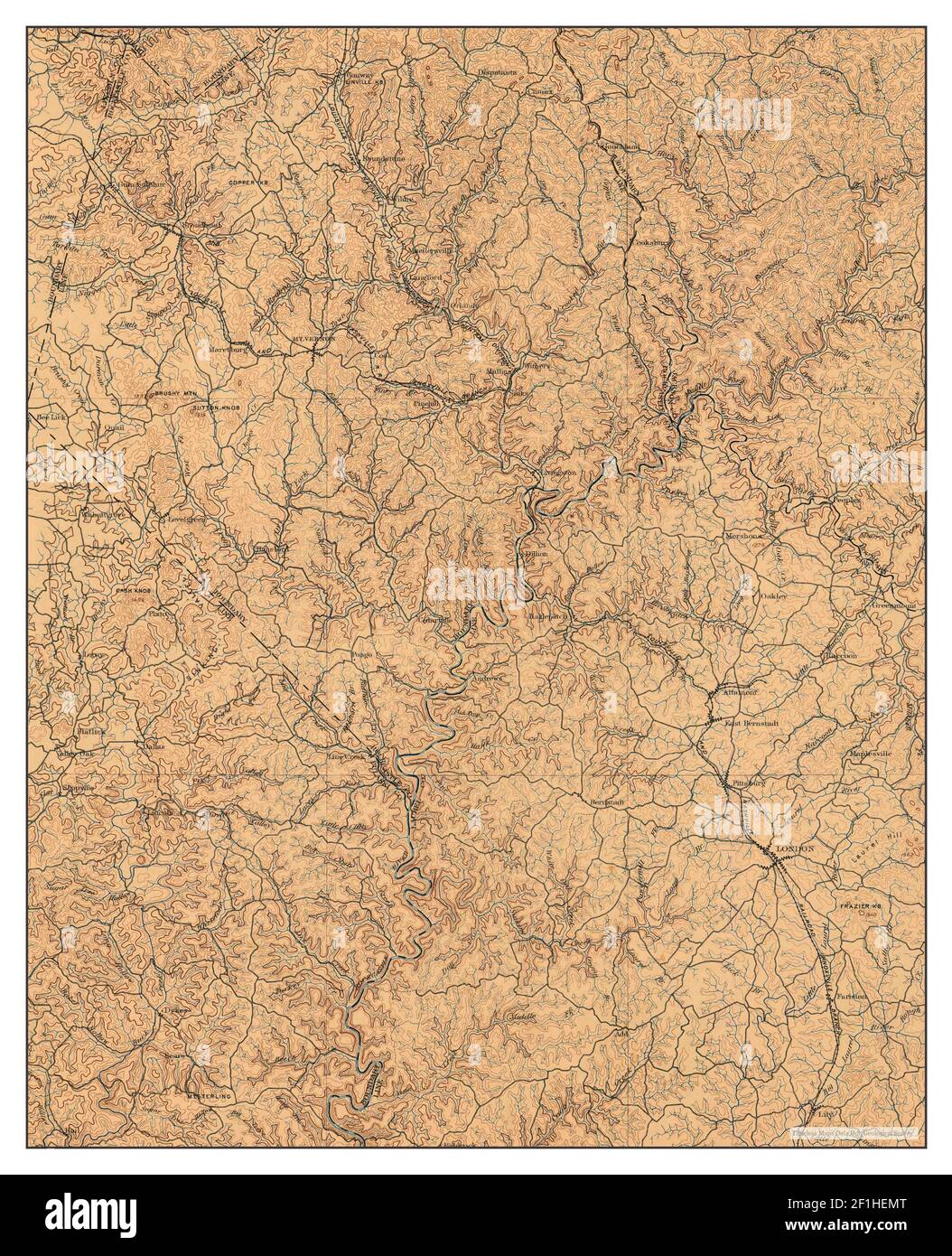 London, Kentucky, map 1897, 1:125000, United States of America by Timeless Maps, data U.S. Geological Survey Stock Photo