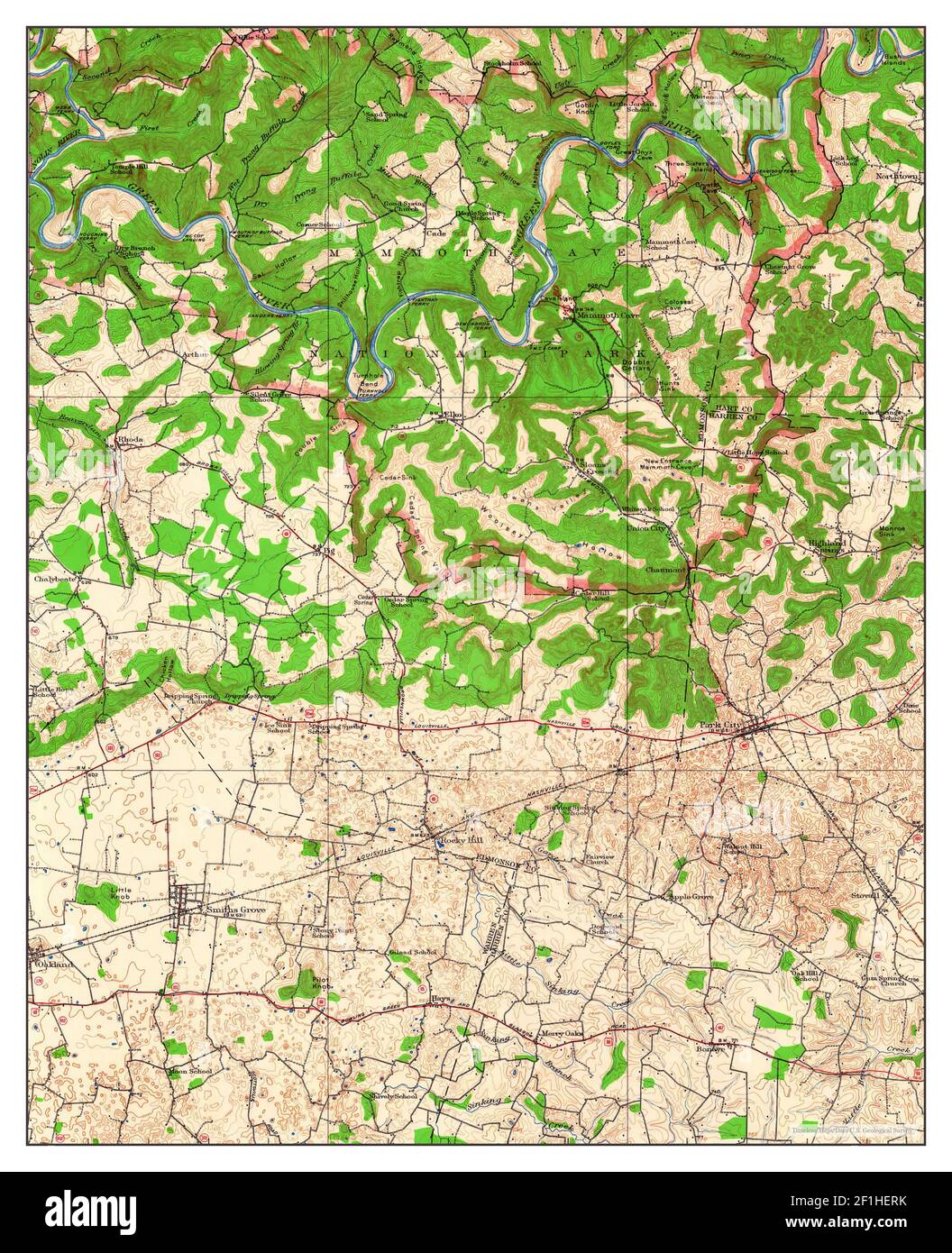 Mammoth Cave, Kentucky, map 1922, 162500, United States of America by
