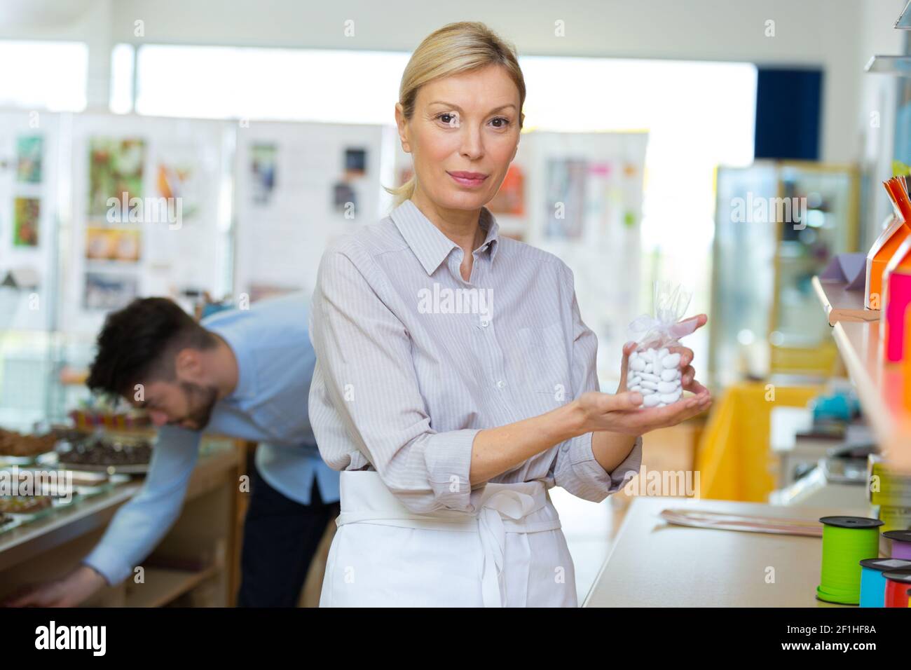 selling tarts and sweet pastry in coffeehouse Stock Photo Alamy