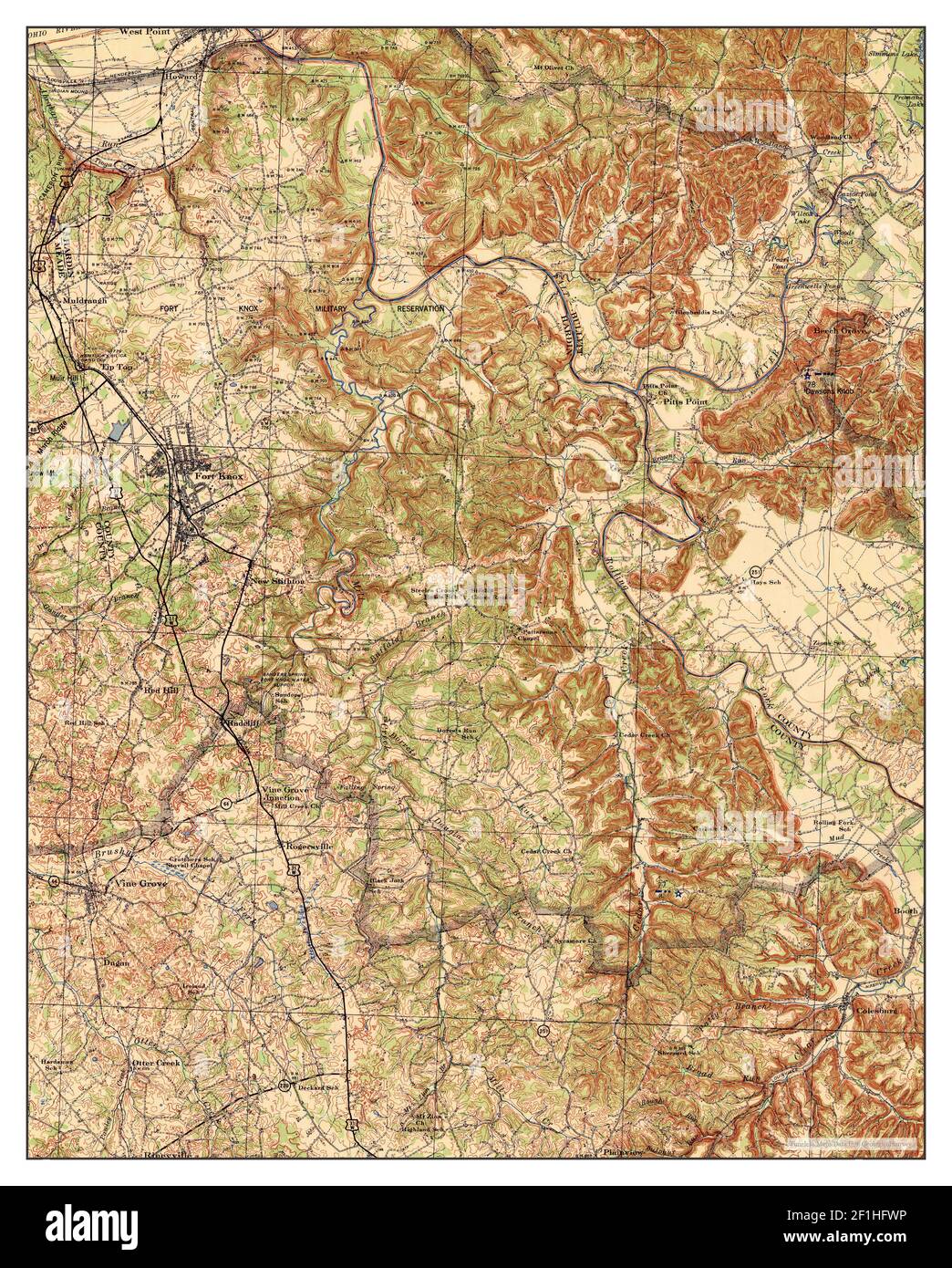 Vine Grove, Kentucky, map 1936, 162500, United States of America by