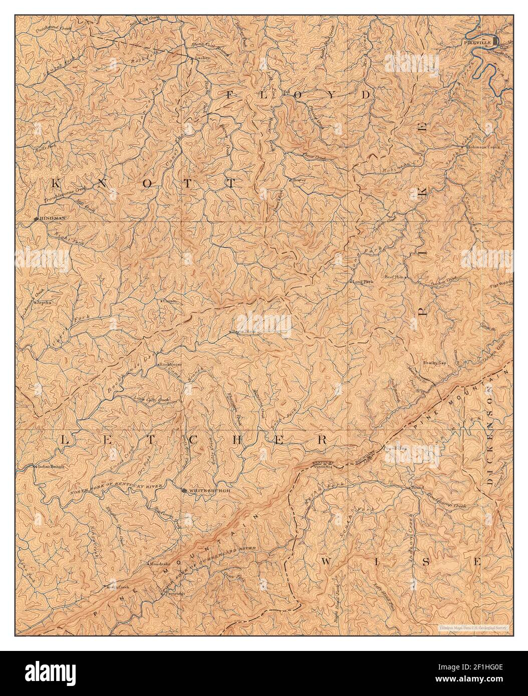 Whitesburg, Kentucky, map 1890, 1125000, United States of America by Timeless Maps, data U.S
