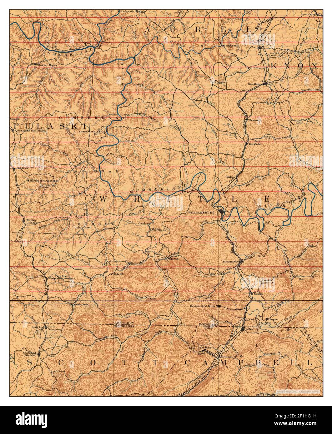 Williamsburg, Kentucky, map 1894, 1125000, United States of America by