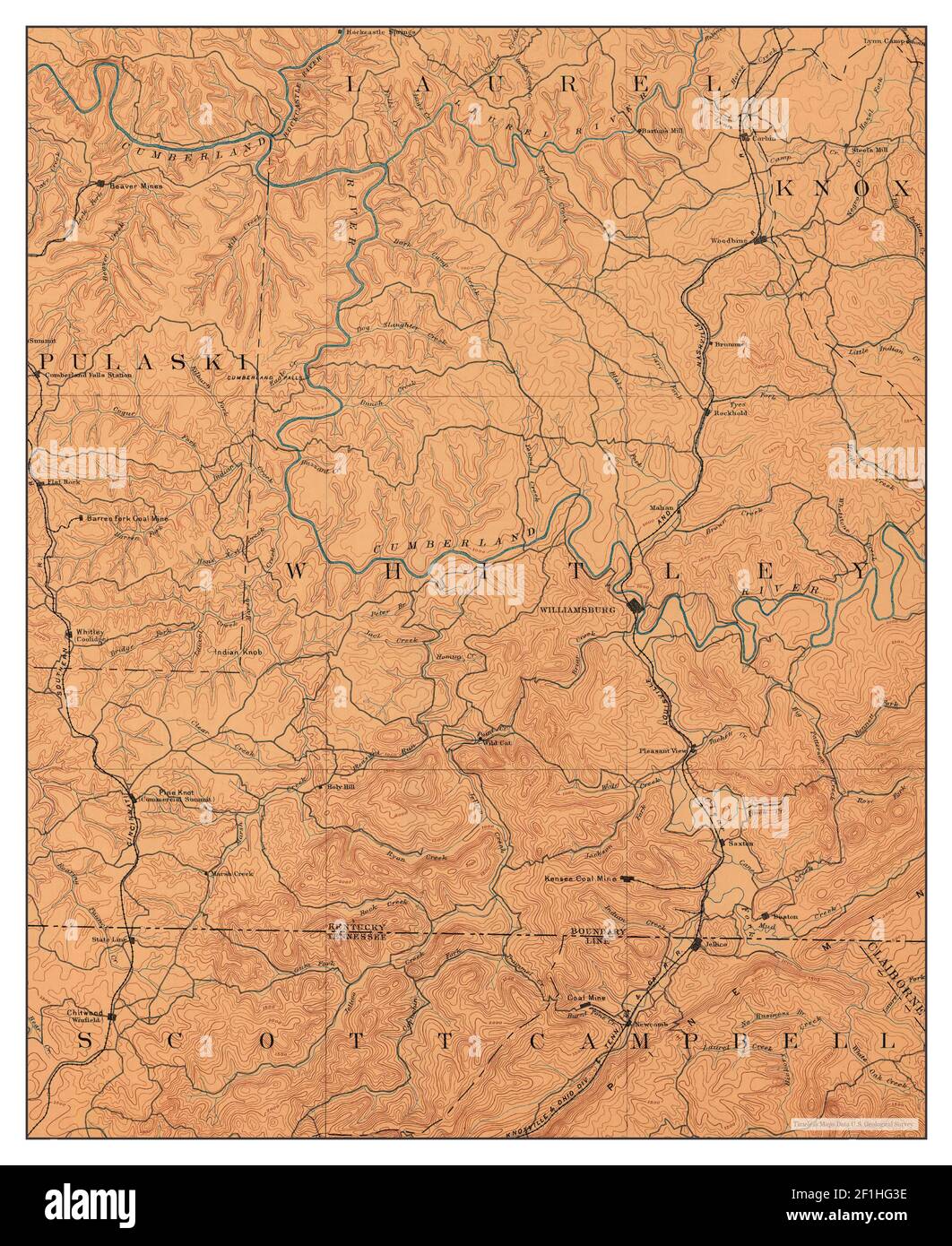 Williamsburg, Kentucky, map 1890, 1125000, United States of America by Timeless Maps, data U.S