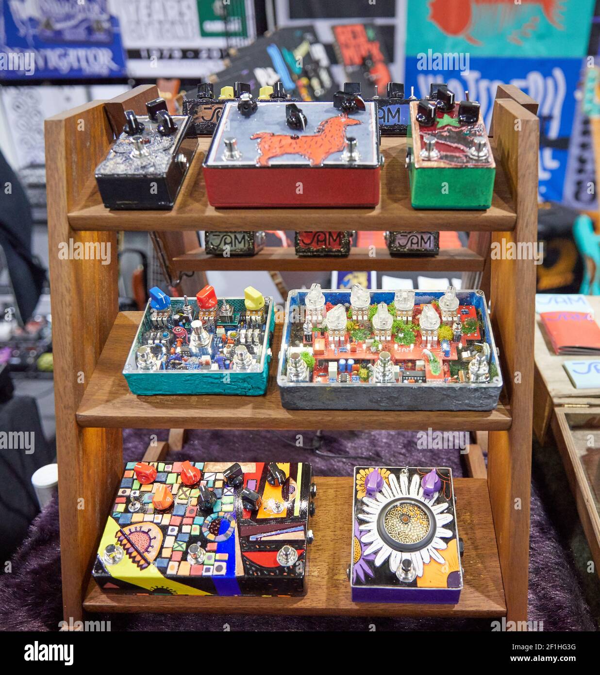 JAM pedals Guitar Pedal Display at Musical Instrument Convention Stock Photo