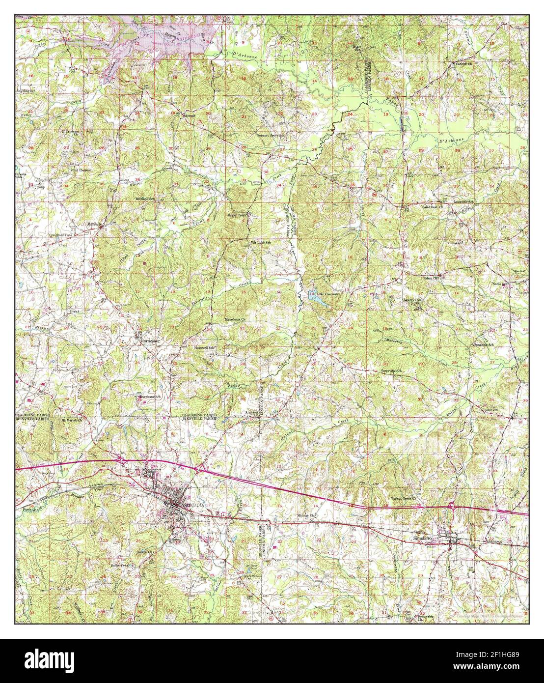 Arcadia, Louisiana, map 1950, 162500, United States of America by