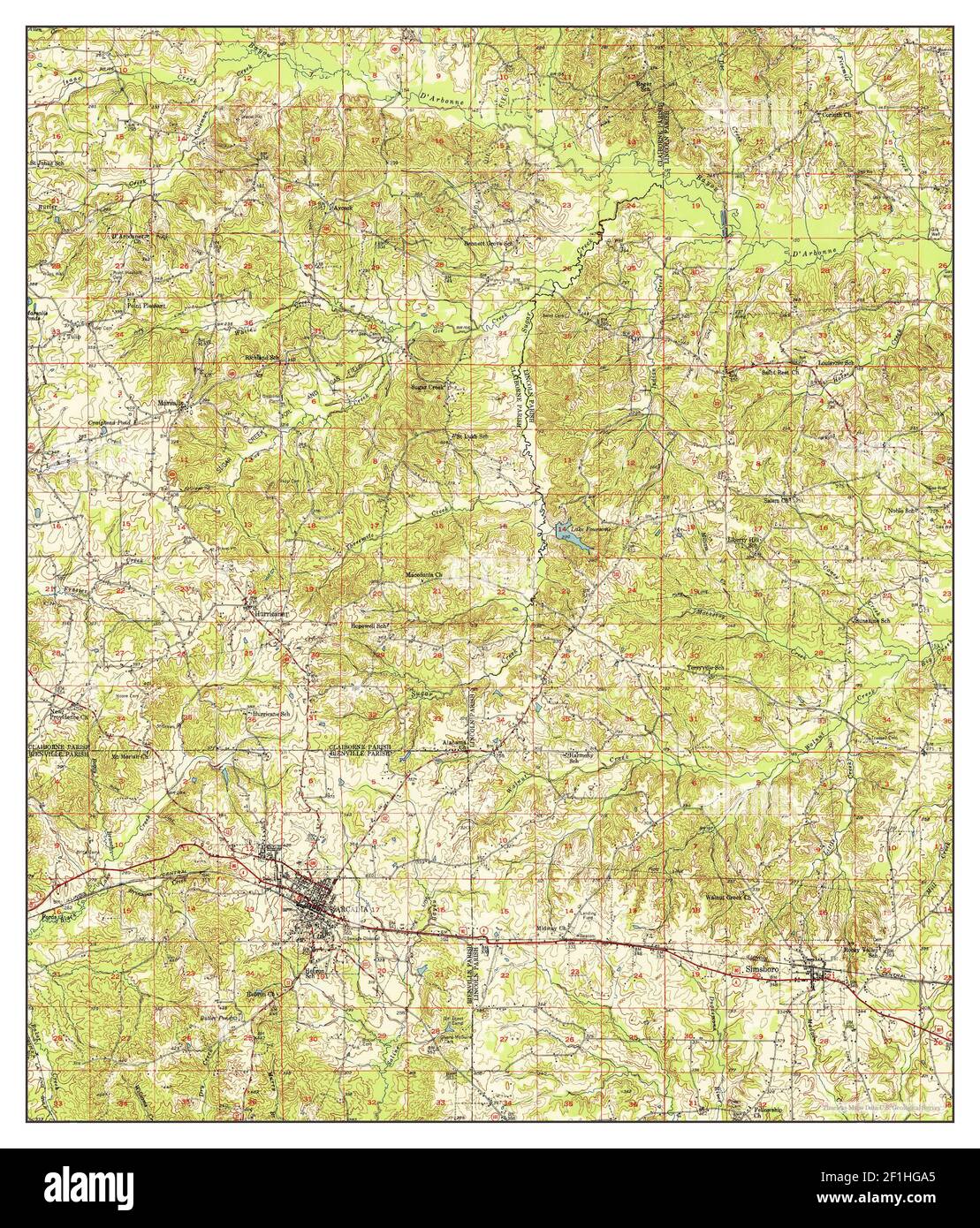 Arcadia, Louisiana, map 1951, 162500, United States of America by