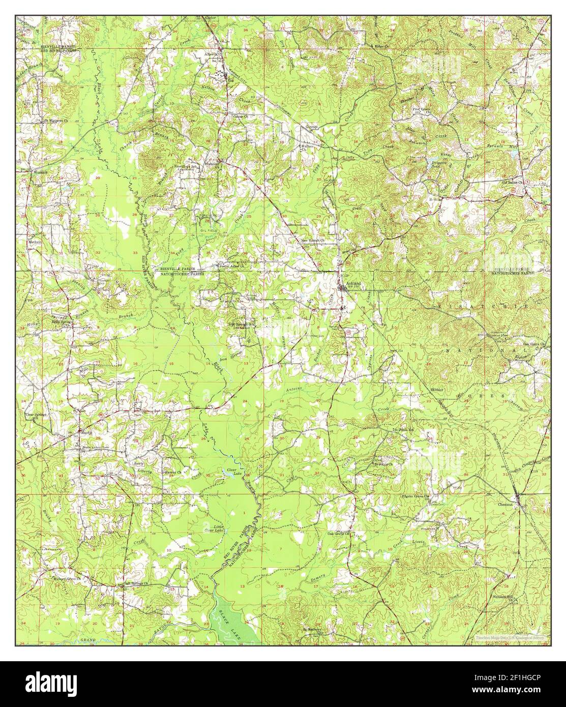 Ashland, Louisiana, map 1957, 162500, United States of America by