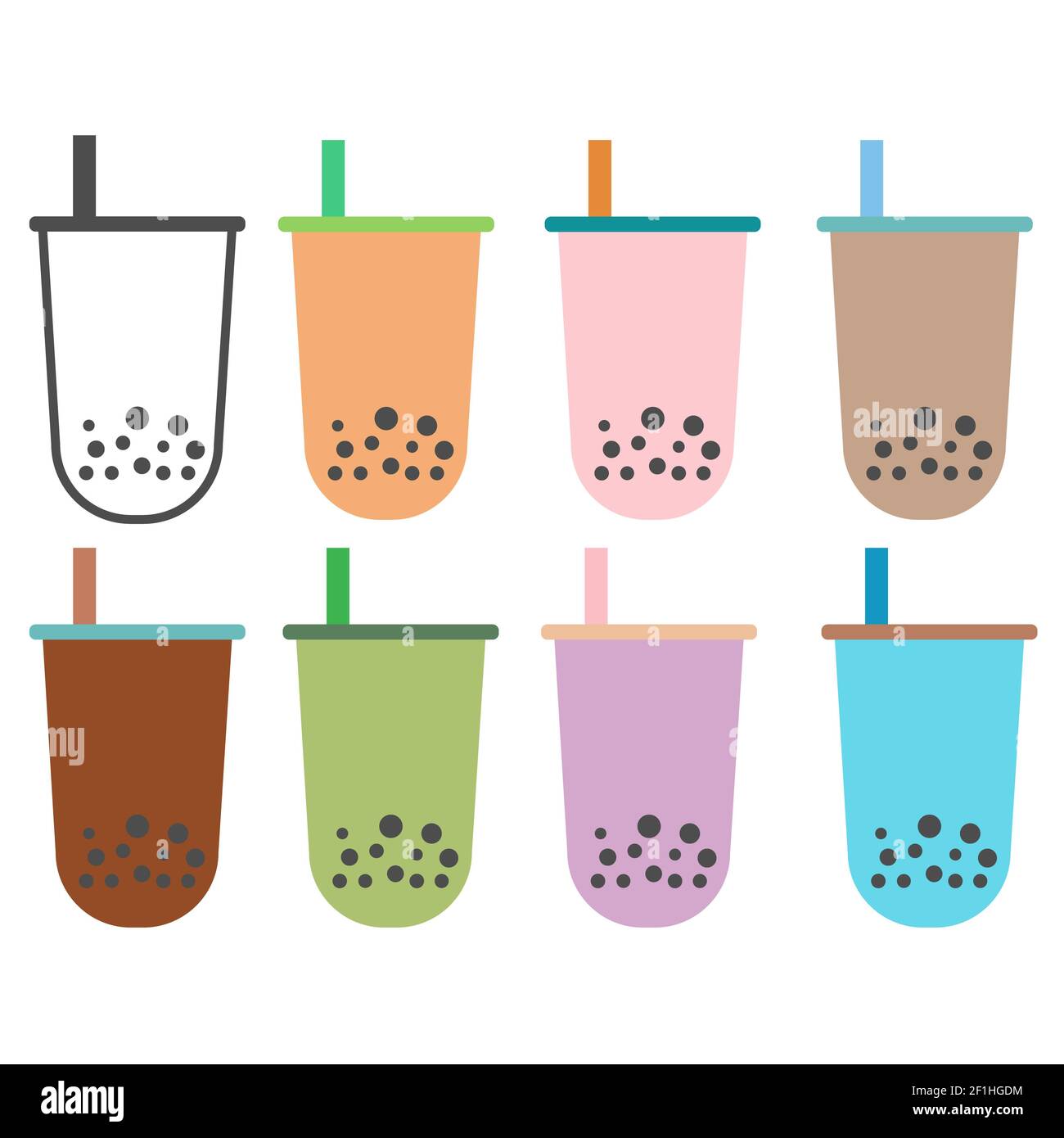 set bubble tea on white background. bubble tea sign. flat style. bubble