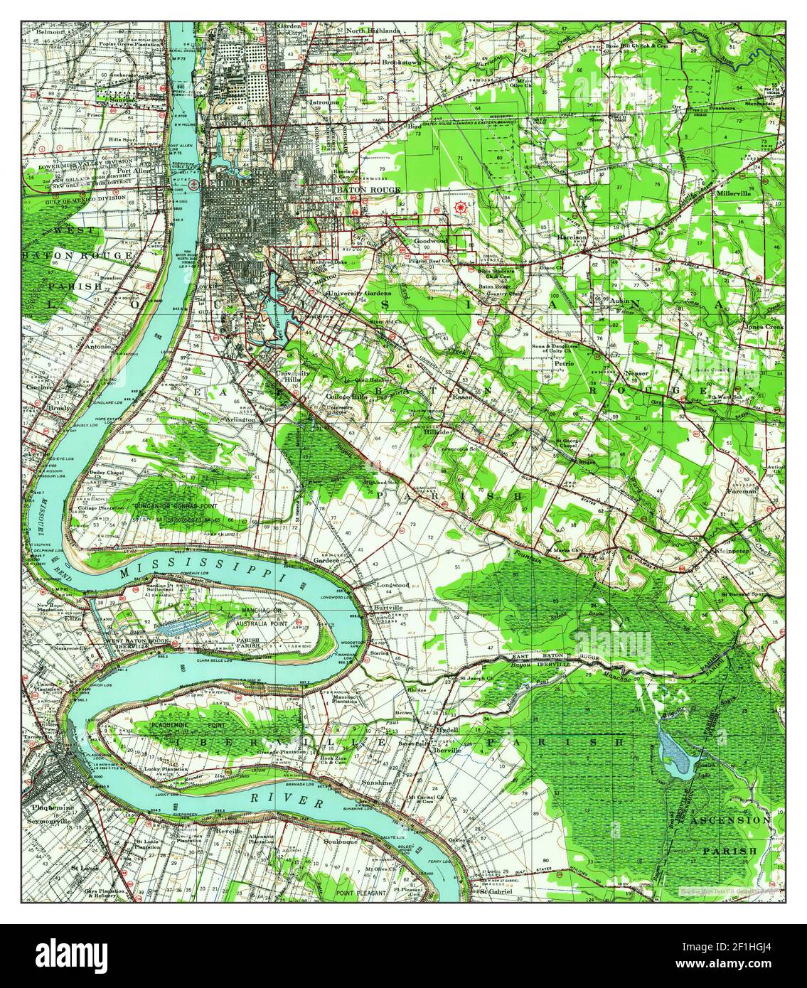 Baton Rouge Elevation Map Map Of Baton Rouge Louisiana Cut Out Stock Images & Pictures - Alamy