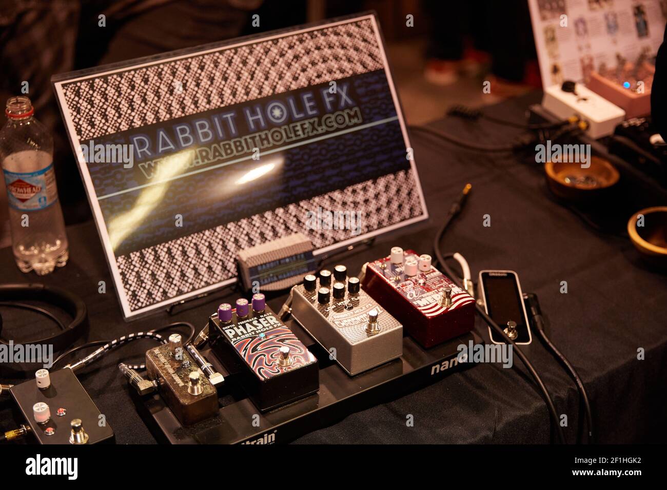 Rabbit Hole FX Guitar Pedal Display at Musical Instrument Convention Stock Photo