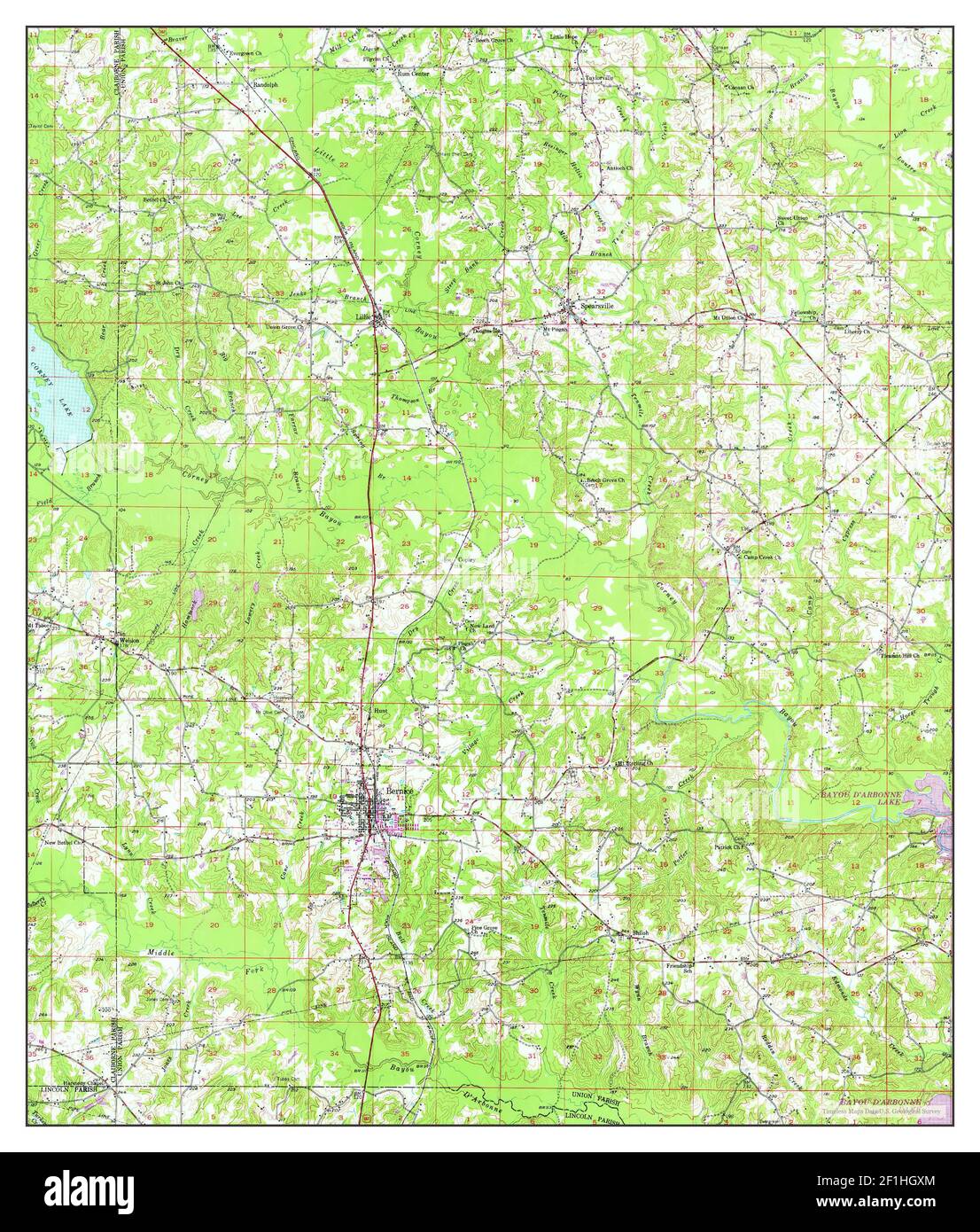 Bernice, Louisiana, map 1951, 162500, United States of America by