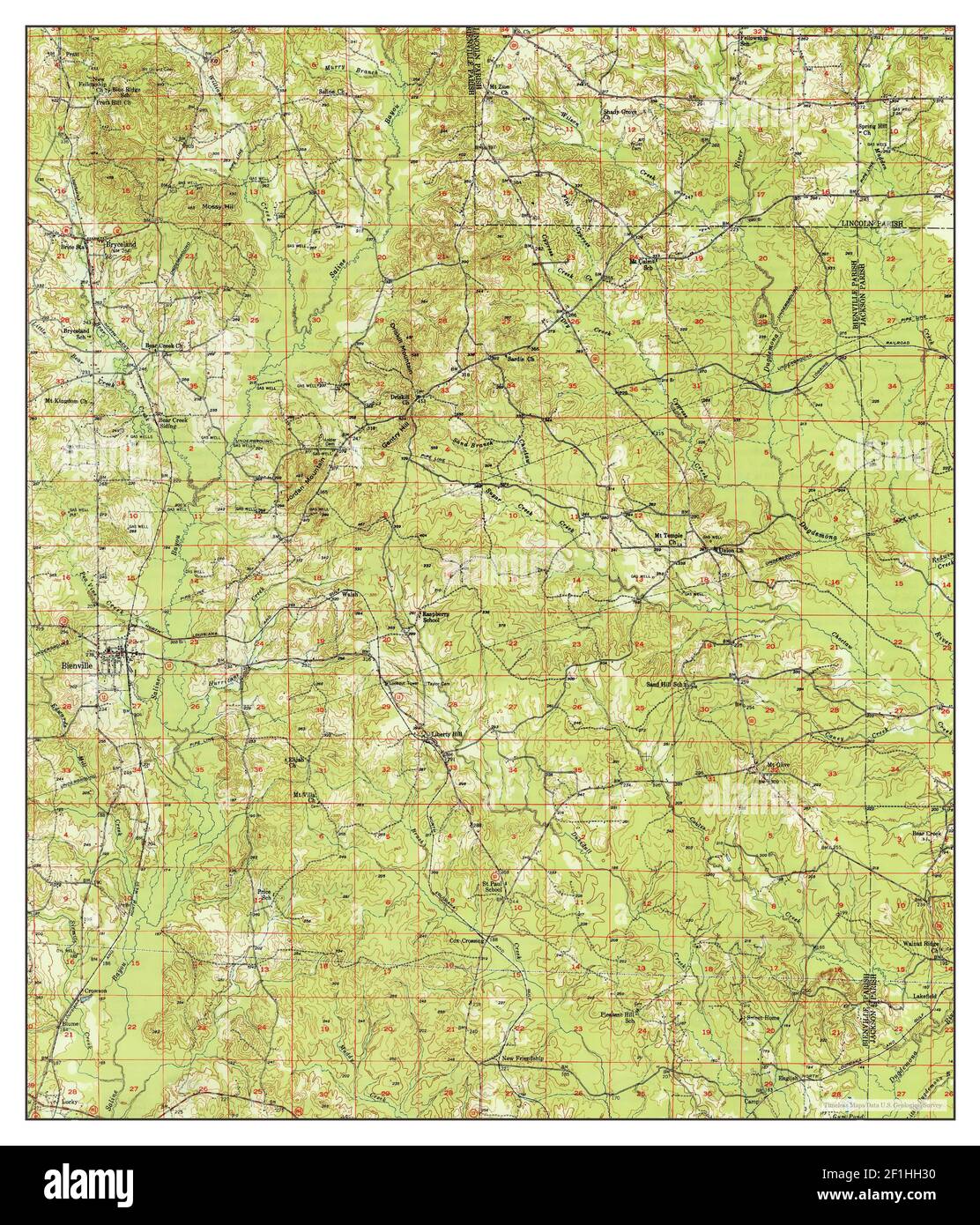 Bienville, Louisiana, map 1949, 162500, United States of America by
