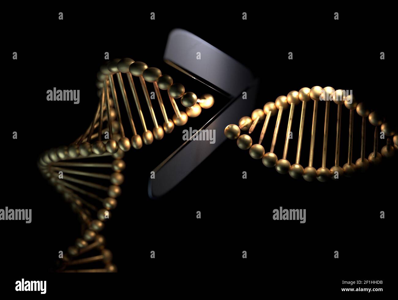 DNA cut with a scissor 3d illustration Stock Photo