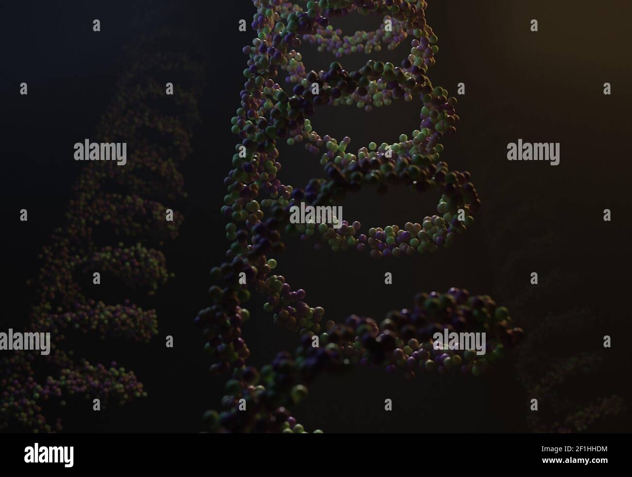 Sequenced pattern of DNA molecule atoms in threads 3d illustration Stock Photo