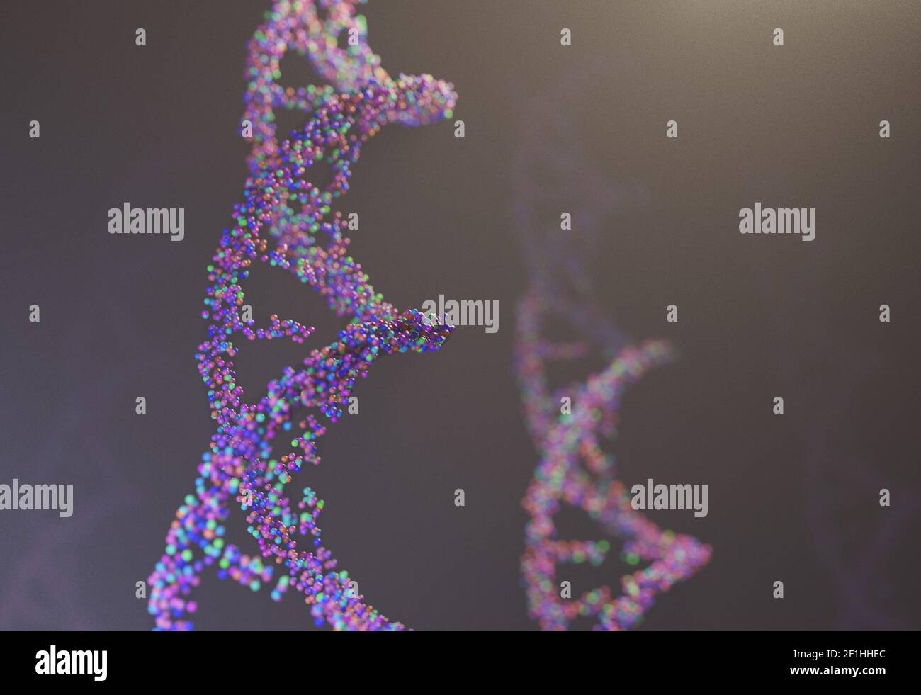 Sequenced pattern of DNA molecule atoms in threads 3d illustration Stock Photo