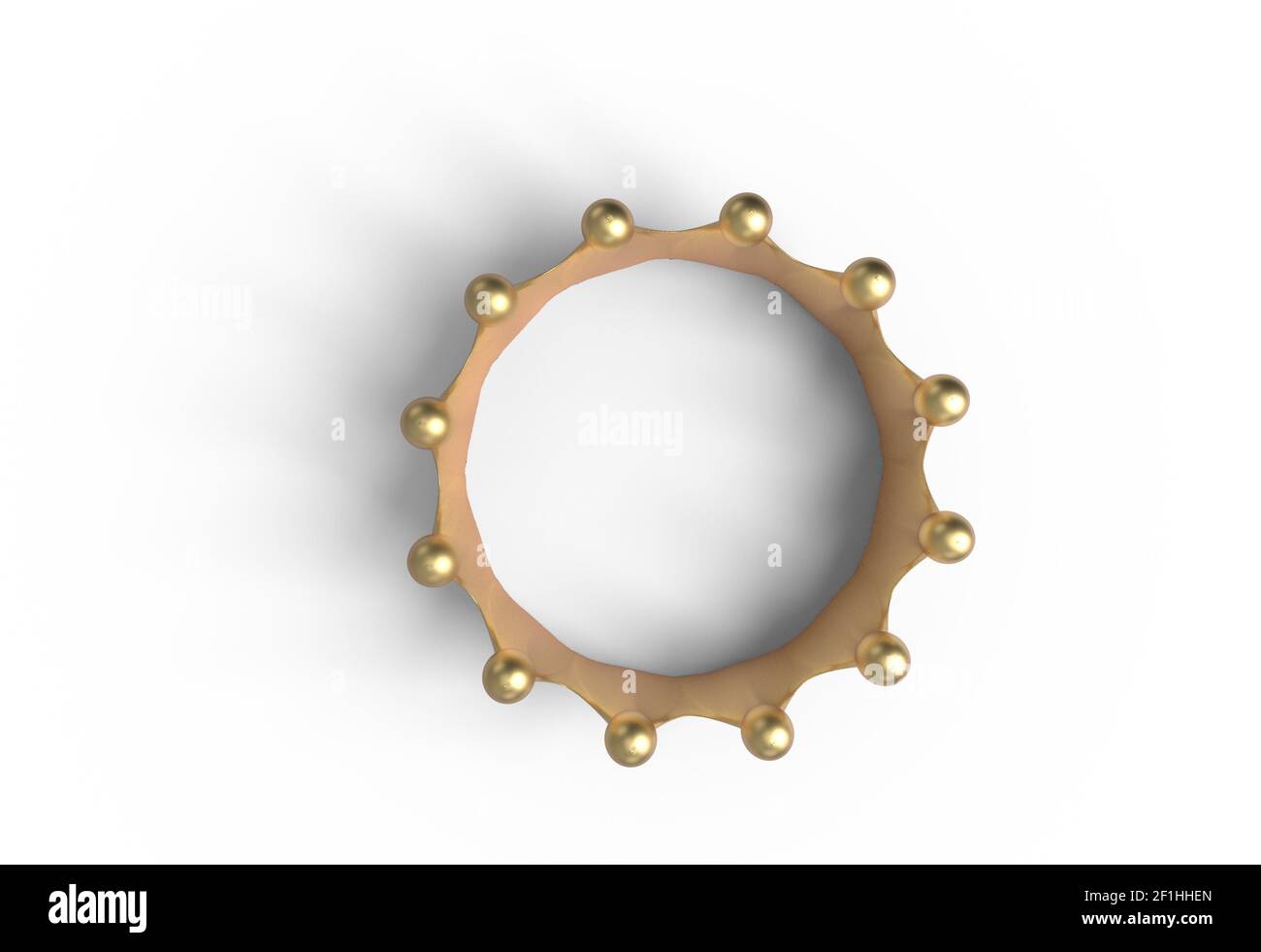 Top view gold crown isolated on a white 3d illustration Stock Photo