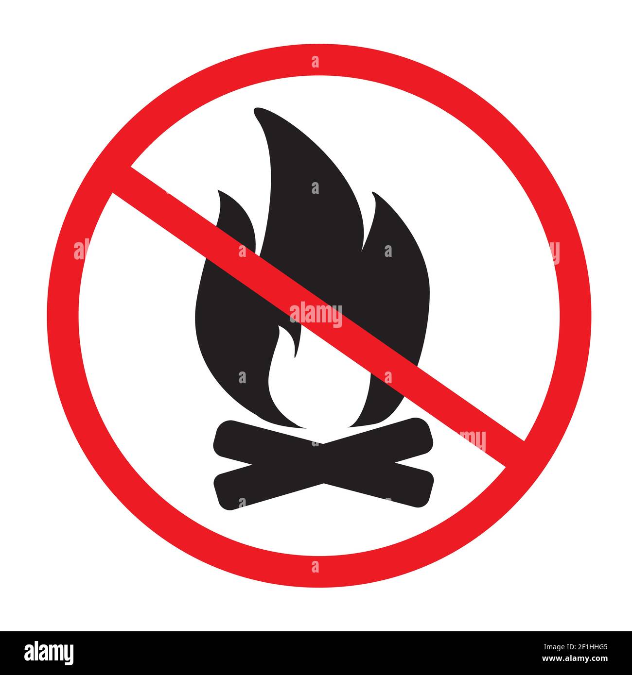 no bonfire prohibited icon on white background. no fire sign. stop