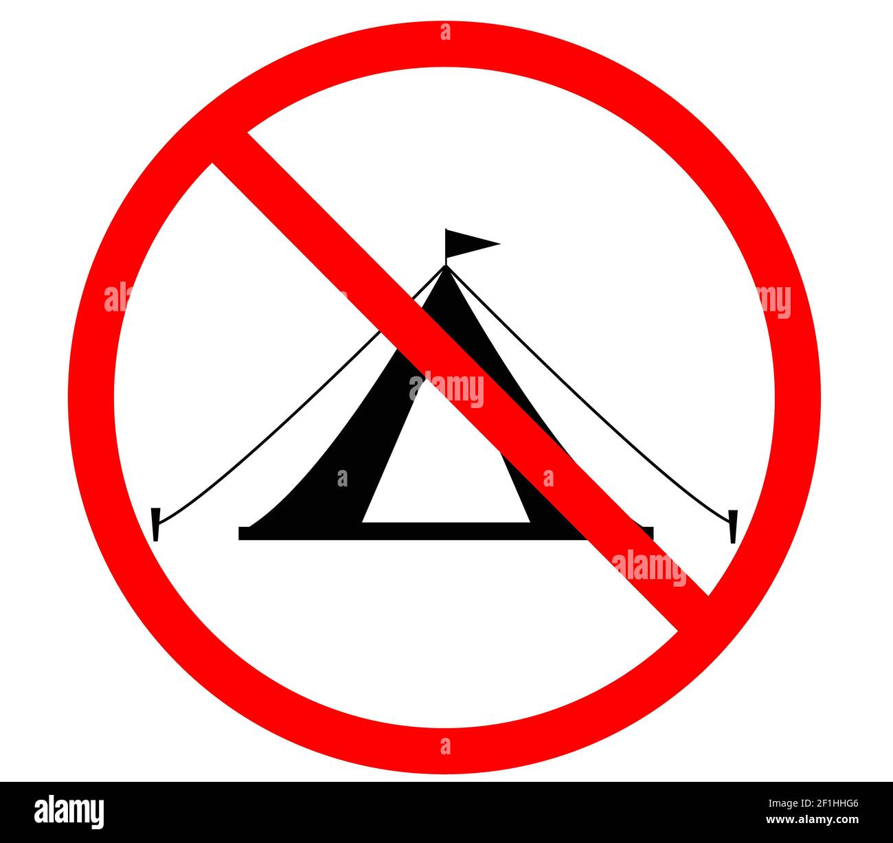 no camping icon on white background. no camping sign. prohibition