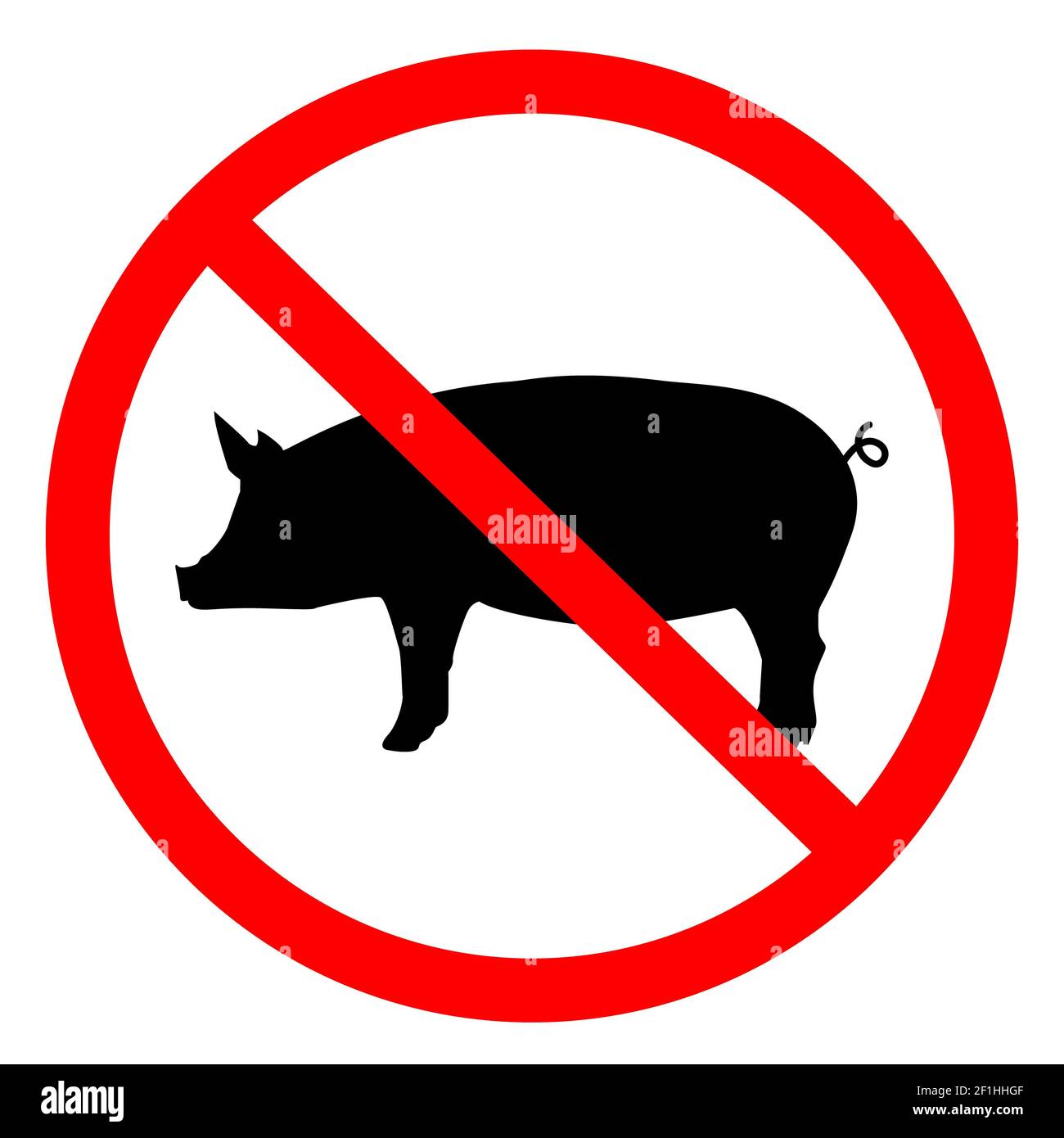 meat forbidden on white background. forbiden pigs sign. no pork logo. pigs forbidden symbol. Stock Photo