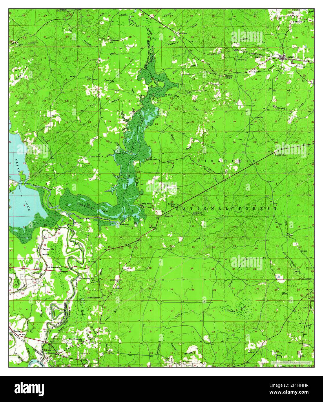 Calvin, Louisiana, map 1955, 162500, United States of America by