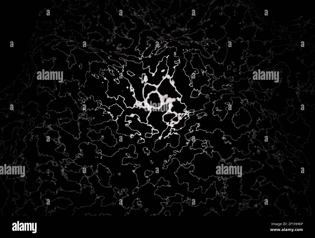 Abstract neuron cell with nerve links and connection illustration Isolated on a black 3d illustration Stock Photo