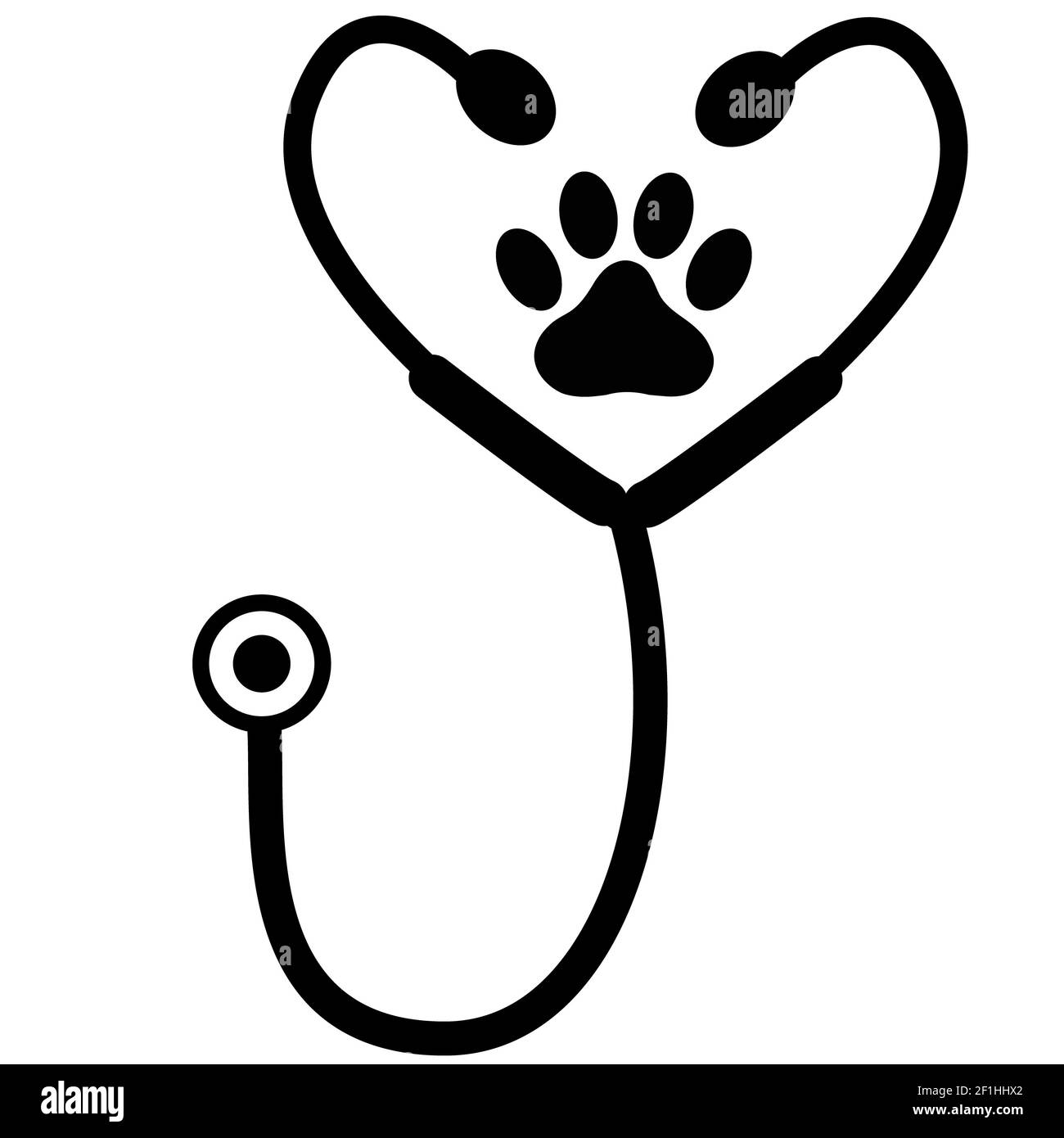 stethoscope silhouette with animal paw print icon on white background. flat  style. veterinary medicine logo. medical and health care sign Stock Photo -  Alamy
