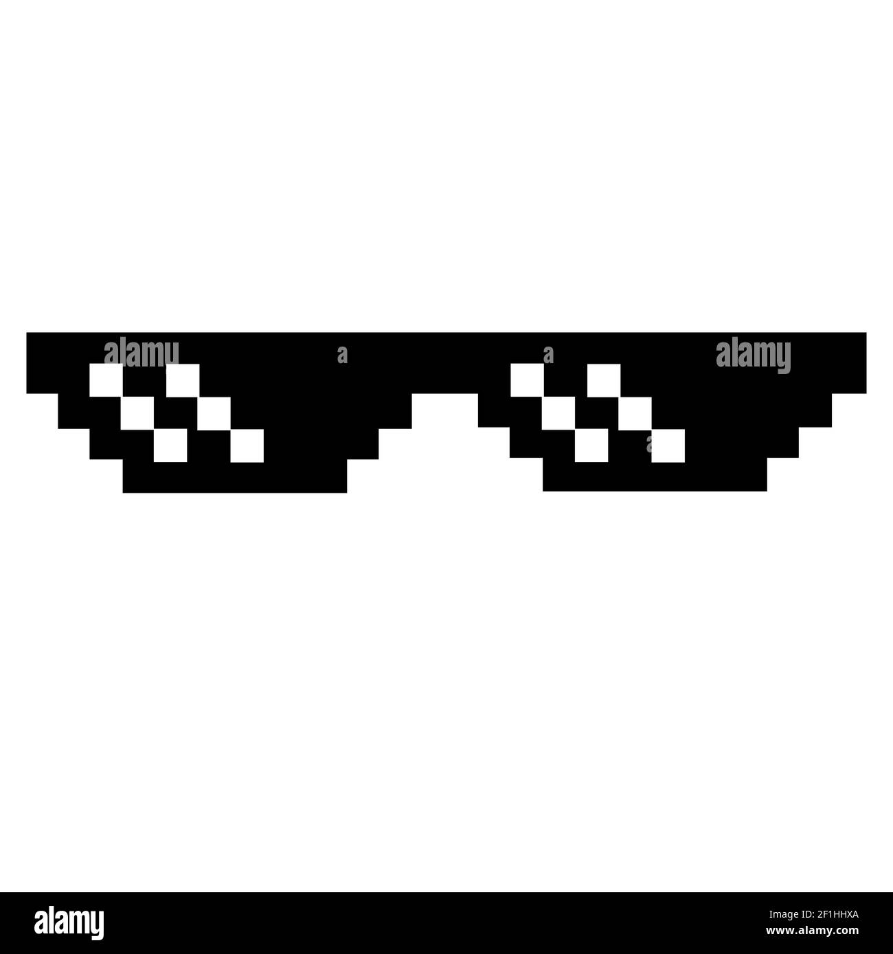 sunglasses pixel icon black on white background. pixel glasses sign. thug  life meme glasses. flat style Stock Photo - Alamy