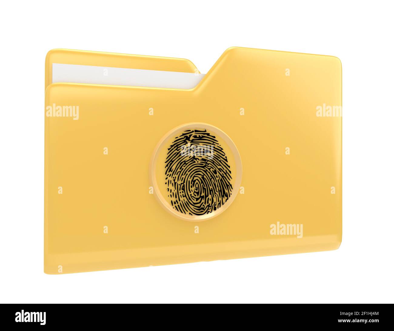 Yellow file folder with fingerprint scanner 3d illustration icon ...