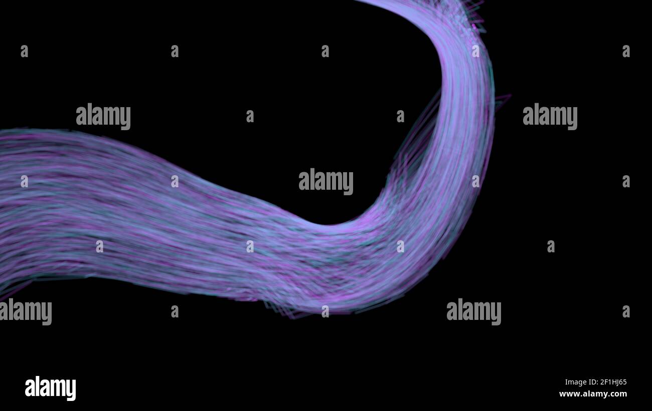 Wave of the blue colored curved lines. Abstract wavy stripes on a black ...
