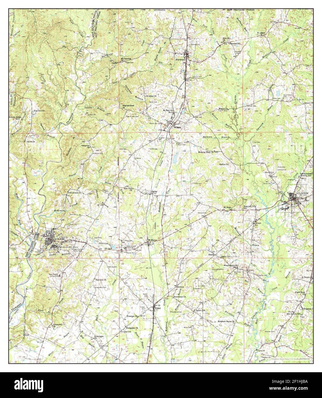 Clinton, Louisiana, map 1958, 162500, United States of America by