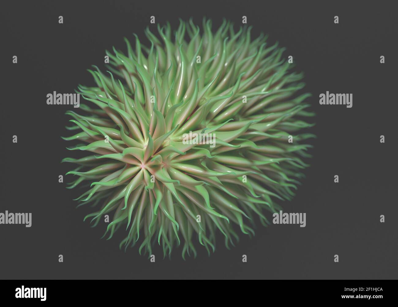 Virus cells with tentacles or bacteria. 3d render. Stock Photo