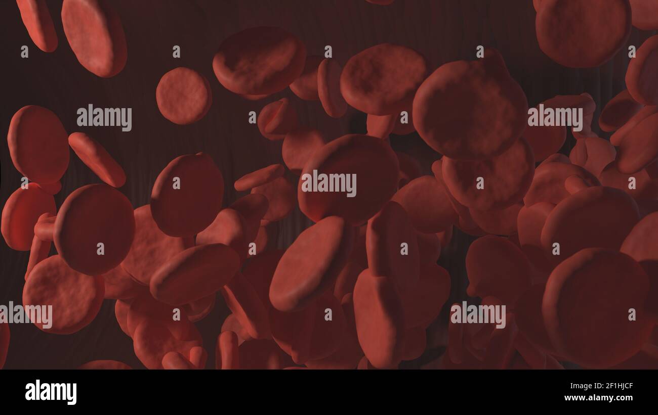 3d rendered red blood cells in vein Stock Photo