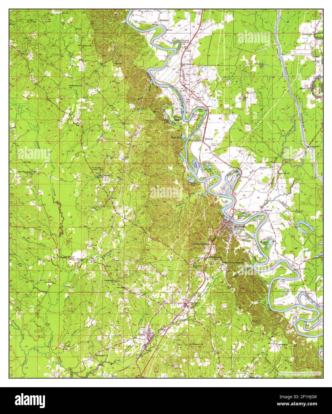 Columbia, Louisiana, map 1957, 162500, United States of America by Timeless Maps, data U.S
